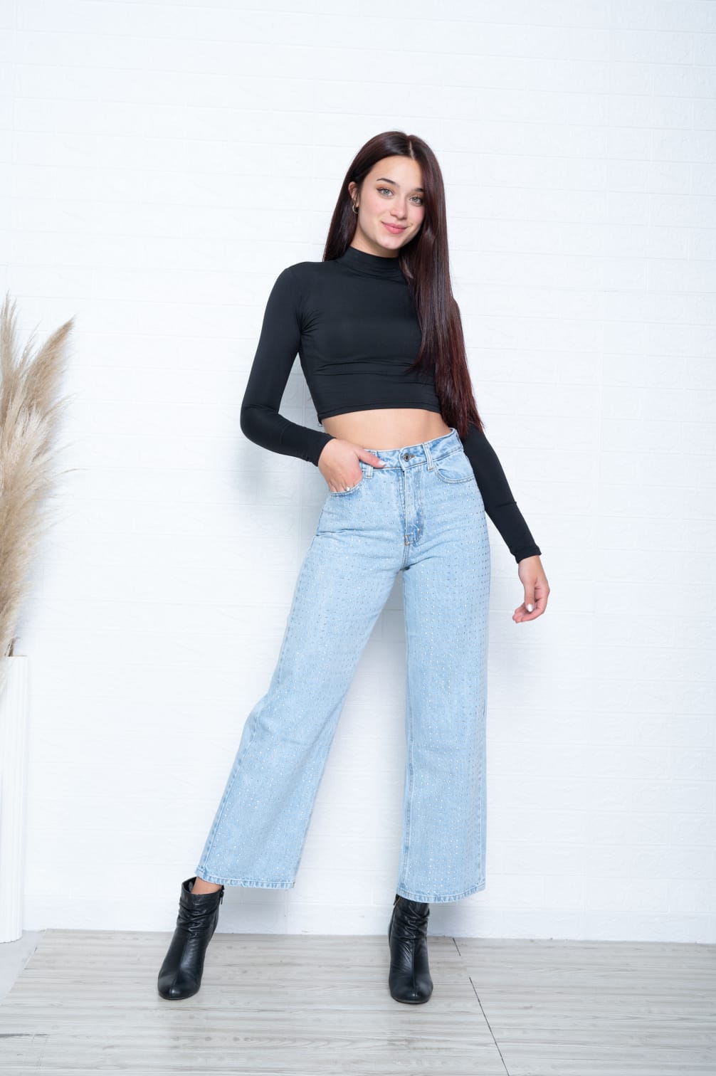 WIDE LEG CELESTE CON ESTRAS Caleta Jeans