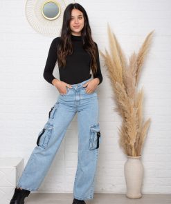 cargo celeste recto con cinta