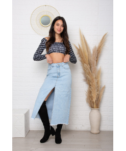 Alternative view of POLLERA CELESTE LARGA DEFLECADA