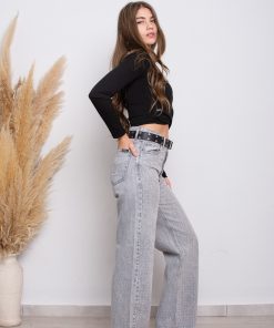 Alternative view of WIDE LEG GRIS CLARO CON ESTRAS