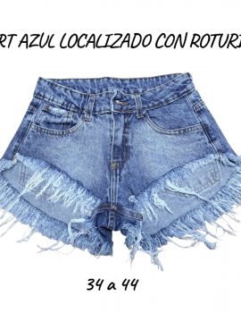 SHORT AZUL LOCALIZADO CON ROTURITA T.BAJO