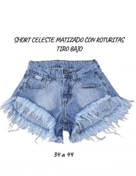 SHORT CELESTE MATIZADO T.BAJO