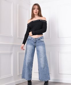 Alternative view of MEGA WIDE LEG AZUL NEVADO CON BIGOTES