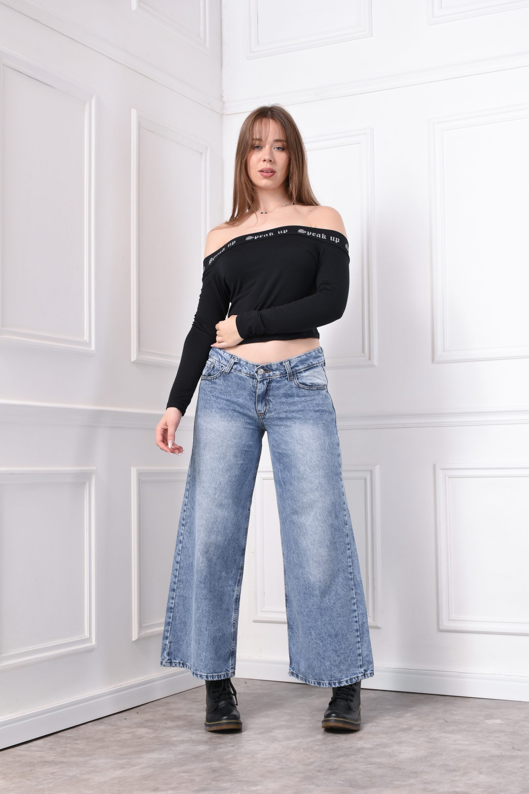 MEGA WIDE LEG AZUL NEVADO CON BIGOTES - Image 2