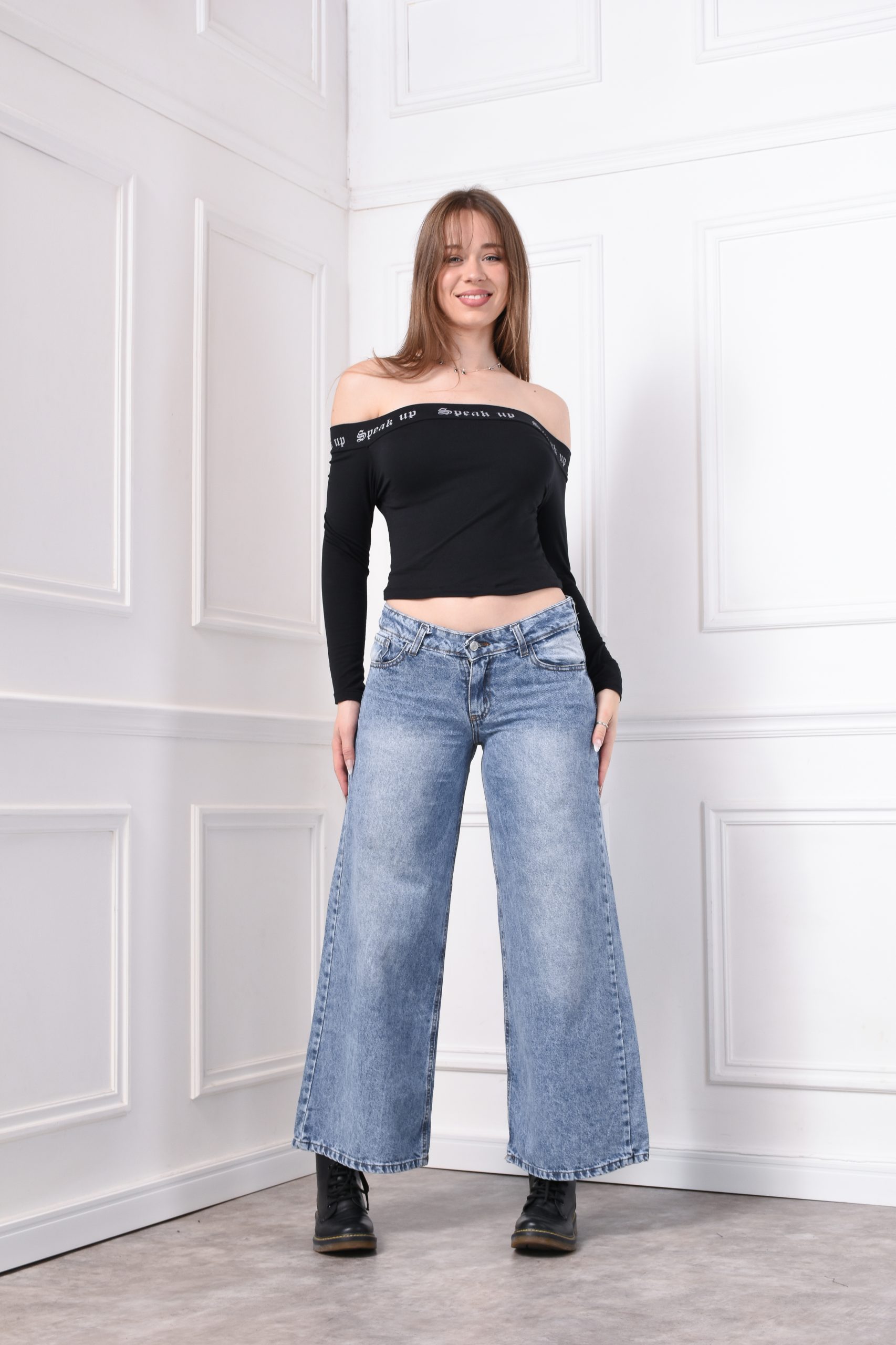 MEGA WIDE LEG AZUL NEVADO CON BIGOTES