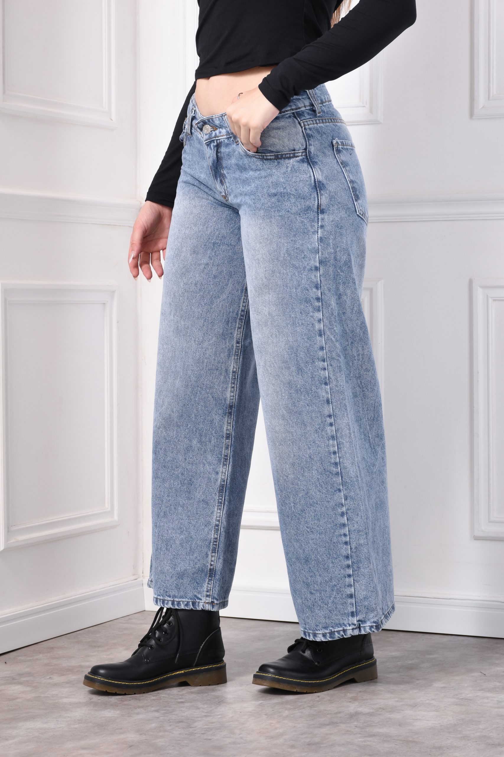 MEGA WIDE LEG AZUL NEVADO CON BIGOTES - Image 4