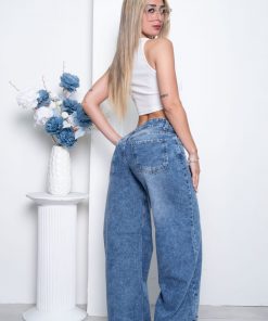 Alternative view of MEGA WIDE LEG AZUL NEVADO CON BIGOTES