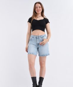 BERMUDA CORTA CELESTE LOC.CON BIGOTES T.ALTO