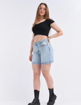 BERMUDA  CORTA CELESTE LOC.CON BIGOTES T.ALTO