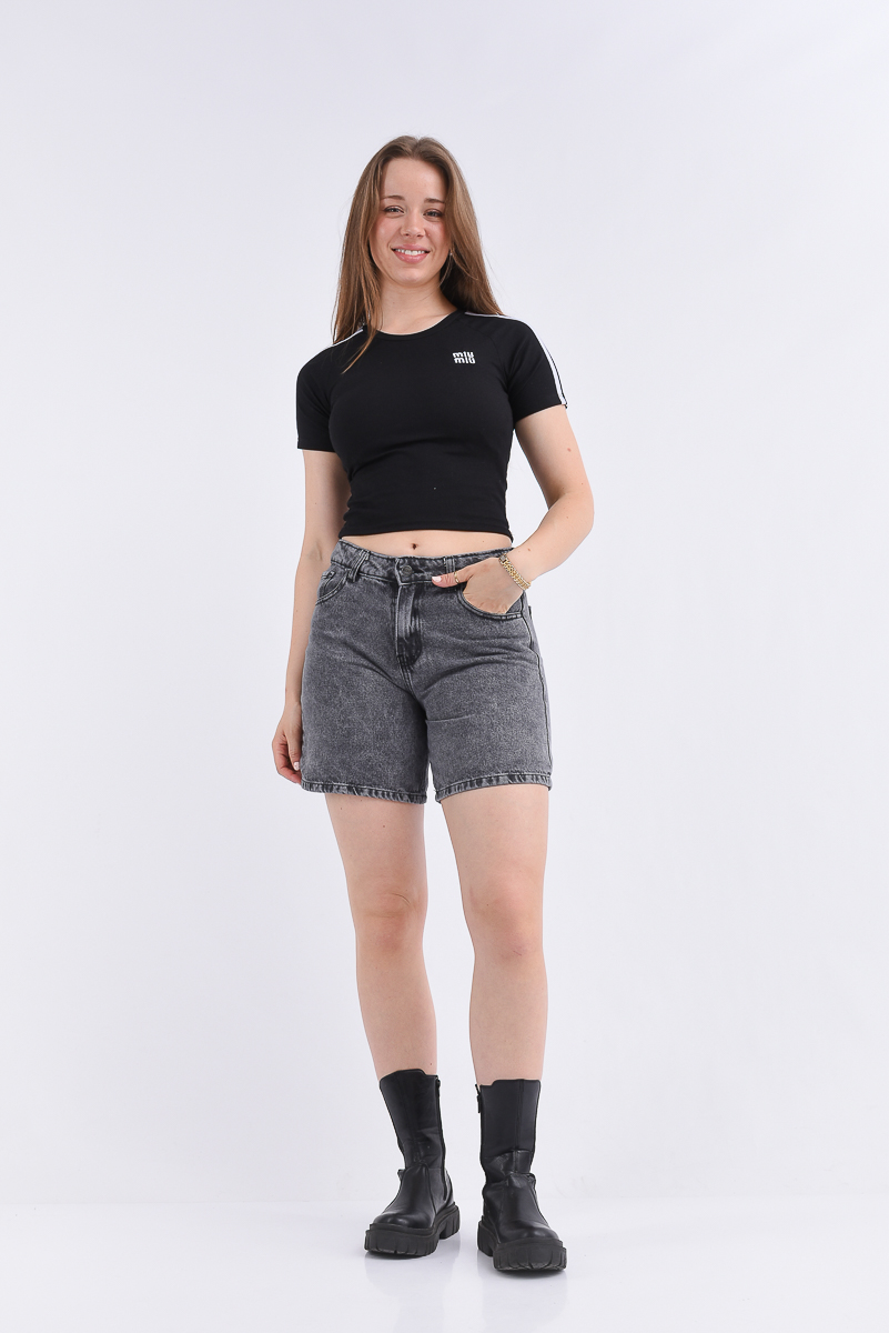 BERMUDA CORTA GRIS NEVADO T.ALTO