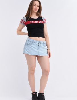 SHORT POLLERA CELESTE T. BAJO