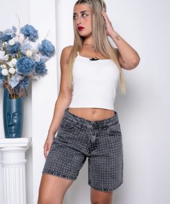 Alternative view of BERMUDA CORTA GRIS CON BRILLO