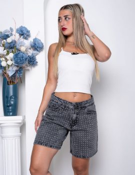 BERMUDA CORTA GRIS CON BRILLO