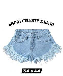 SHORT CELESTE DEFLECADO