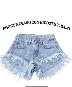 SHORT CELESTE CON BIGOTES