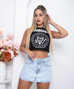 Alternative view of SHORT POLLERA CELESTE T ALTO