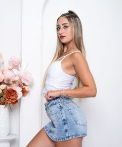 Alternative view of SHORT POLLERA AZUL NEVADA T. ALTO