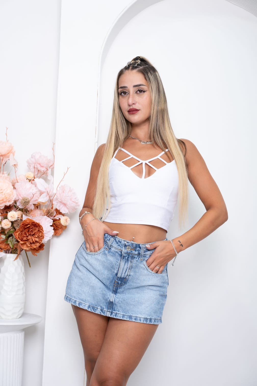 SHORT POLLERA AZUL NEVADA T. ALTO - Image 4