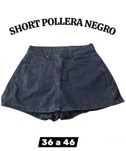 SHORT POLLERA NEGRA CON RUEDO