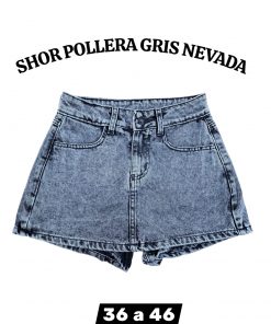 SHORT POLLERA GRIS CON RUEDO