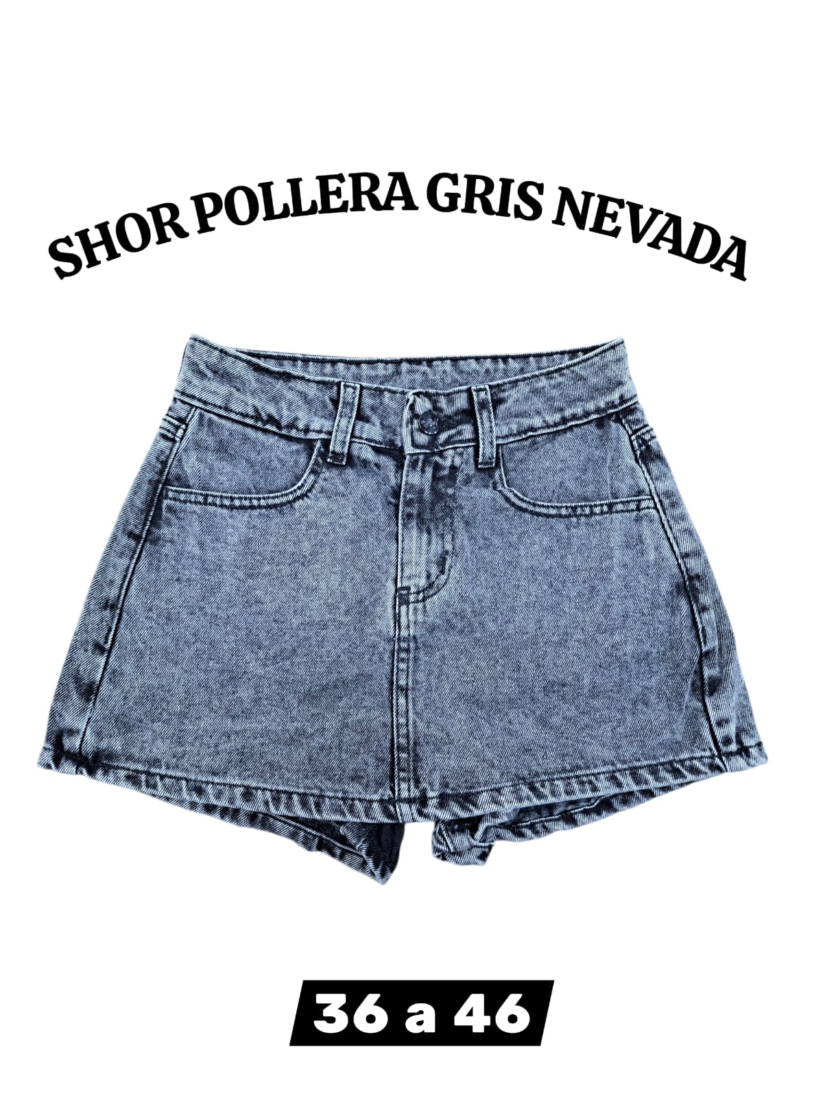 SHORT POLLERA GRIS CON RUEDO