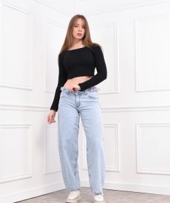 BAGGY CELESTE BORDADO CON REGULADOR